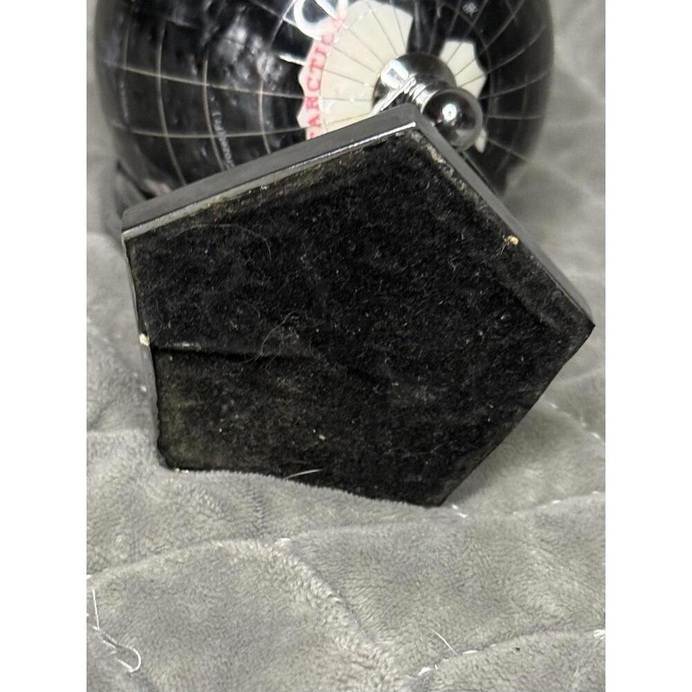Rotating Globe 5.25” Paperweight Semi Precious Stone Inlays Silver Toned Metal - Picture 4 of 4